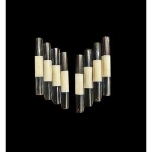 Vintage Black Cream Lucite Clip Earrings Art Deco Style Geometric Jewelry